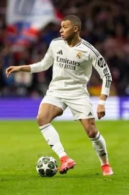 Madrid, İspanya - 12 Mart 2025: Atletico Madrid ile Real Madrid arasındaki Şampiyonlar Ligi maçı başkentte oynandı. Avrupa Şampiyonları. İspanyol Euroderby.
