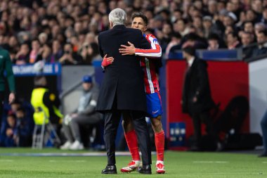 Madrid, İspanya - 12 Mart 2025: Atletico Madrid ile Real Madrid arasındaki Şampiyonlar Ligi maçı başkentte oynandı. Avrupa Şampiyonları. İspanyol Euroderby.