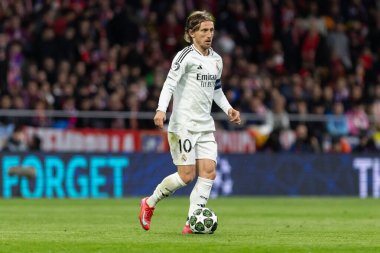 Madrid, İspanya - 12 Mart 2025: Atletico Madrid ile Real Madrid arasındaki Şampiyonlar Ligi maçı başkentte oynandı. Avrupa Şampiyonları. İspanyol Euroderby.