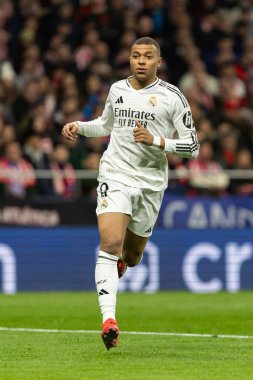 Madrid, İspanya - 12 Mart 2025: Atletico Madrid ile Real Madrid arasındaki Şampiyonlar Ligi maçı başkentte oynandı. Avrupa Şampiyonları. İspanyol Euroderby.
