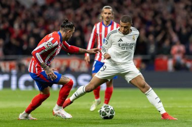 Madrid, İspanya - 12 Mart 2025: Atletico Madrid ile Real Madrid arasındaki Şampiyonlar Ligi maçı başkentte oynandı. Avrupa Şampiyonları. İspanyol Euroderby.