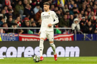 Madrid, İspanya - 12 Mart 2025: Atletico Madrid ile Real Madrid arasındaki Şampiyonlar Ligi maçı başkentte oynandı. Avrupa Şampiyonları. İspanyol Euroderby.