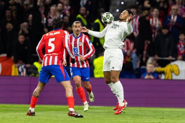 Madrid, İspanya - 12 Mart 2025: Atletico Madrid ile Real Madrid arasındaki Şampiyonlar Ligi maçı başkentte oynandı. Avrupa Şampiyonları. İspanyol Euroderby.