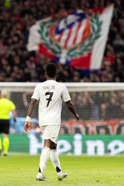 Madrid, İspanya - 12 Mart 2025: Atletico Madrid ile Real Madrid arasındaki Şampiyonlar Ligi maçı başkentte oynandı. Avrupa Şampiyonları. İspanyol Euroderby.