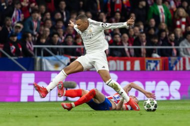 Madrid, İspanya - 12 Mart 2025: Atletico Madrid ile Real Madrid arasındaki Şampiyonlar Ligi maçı başkentte oynandı. Avrupa Şampiyonları. İspanyol Euroderby.