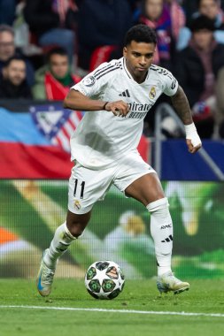 Madrid, İspanya - 12 Mart 2025: Atletico Madrid ile Real Madrid arasındaki Şampiyonlar Ligi maçı başkentte oynandı. Avrupa Şampiyonları. İspanyol Euroderby.