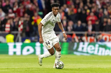 Madrid, İspanya - 12 Mart 2025: Atletico Madrid ile Real Madrid arasındaki Şampiyonlar Ligi maçı başkentte oynandı. Avrupa Şampiyonları. İspanyol Euroderby.