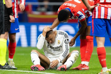 Madrid, İspanya - 12 Mart 2025: Atletico Madrid ile Real Madrid arasındaki Şampiyonlar Ligi maçı başkentte oynandı. Avrupa Şampiyonları. İspanyol Euroderby.