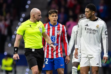 Madrid, İspanya - 12 Mart 2025: Atletico Madrid ile Real Madrid arasındaki Şampiyonlar Ligi maçı başkentte oynandı. Avrupa Şampiyonları. İspanyol Euroderby.