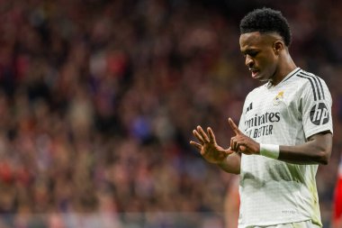 Madrid, İspanya - 12 Mart 2025: Atletico Madrid ile Real Madrid arasındaki Şampiyonlar Ligi maçı başkentte oynandı. Avrupa Şampiyonları. İspanyol Euroderby.