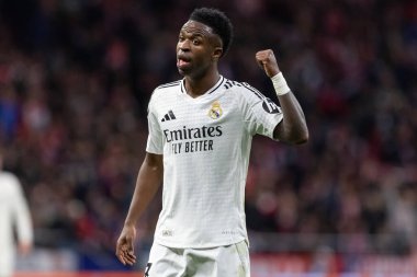 Madrid, İspanya - 12 Mart 2025: Atletico Madrid ile Real Madrid arasındaki Şampiyonlar Ligi maçı başkentte oynandı. Avrupa Şampiyonları. İspanyol Euroderby.