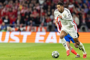 Madrid, İspanya - 12 Mart 2025: Atletico Madrid ile Real Madrid arasındaki Şampiyonlar Ligi maçı başkentte oynandı. Avrupa Şampiyonları. İspanyol Euroderby.