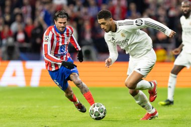 Madrid, İspanya - 12 Mart 2025: Atletico Madrid ile Real Madrid arasındaki Şampiyonlar Ligi maçı başkentte oynandı. Avrupa Şampiyonları. İspanyol Euroderby.
