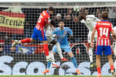 Madrid, İspanya - 12 Mart 2025: Atletico Madrid ile Real Madrid arasındaki Şampiyonlar Ligi maçı başkentte oynandı. Avrupa Şampiyonları. İspanyol Euroderby.