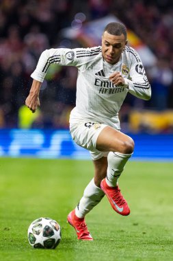 Madrid, İspanya - 12 Mart 2025: Atletico Madrid ile Real Madrid arasındaki Şampiyonlar Ligi maçı başkentte oynandı. Avrupa Şampiyonları. İspanyol Euroderby.