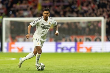 Madrid, İspanya - 12 Mart 2025: Atletico Madrid ile Real Madrid arasındaki Şampiyonlar Ligi maçı başkentte oynandı. Avrupa Şampiyonları. İspanyol Euroderby.