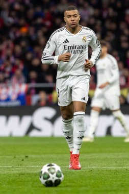 Madrid, İspanya - 12 Mart 2025: Atletico Madrid ile Real Madrid arasındaki Şampiyonlar Ligi maçı başkentte oynandı. Avrupa Şampiyonları. İspanyol Euroderby.