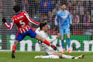 Madrid, İspanya - 12 Mart 2025: Atletico Madrid ile Real Madrid arasındaki Şampiyonlar Ligi maçı başkentte oynandı. Avrupa Şampiyonları. İspanyol Euroderby.