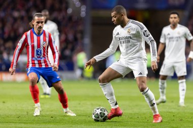 Madrid, İspanya - 12 Mart 2025: Atletico Madrid ile Real Madrid arasındaki Şampiyonlar Ligi maçı başkentte oynandı. Avrupa Şampiyonları. İspanyol Euroderby.