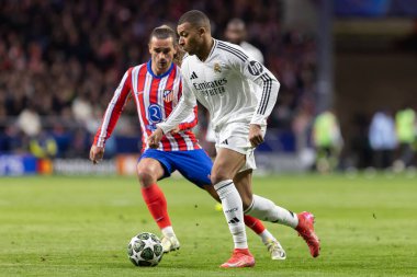 Madrid, İspanya - 12 Mart 2025: Atletico Madrid ile Real Madrid arasındaki Şampiyonlar Ligi maçı başkentte oynandı. Avrupa Şampiyonları. İspanyol Euroderby.