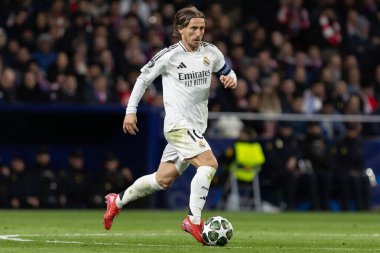 Madrid, İspanya - 12 Mart 2025: Atletico Madrid ile Real Madrid arasındaki Şampiyonlar Ligi maçı başkentte oynandı. Avrupa Şampiyonları. İspanyol Euroderby.