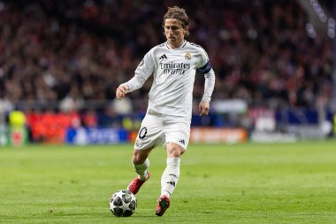 Madrid, İspanya - 12 Mart 2025: Atletico Madrid ile Real Madrid arasındaki Şampiyonlar Ligi maçı başkentte oynandı. Avrupa Şampiyonları. İspanyol Euroderby.