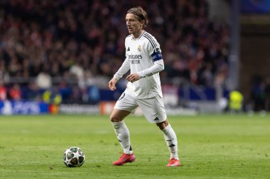 Madrid, İspanya - 12 Mart 2025: Atletico Madrid ile Real Madrid arasındaki Şampiyonlar Ligi maçı başkentte oynandı. Avrupa Şampiyonları. İspanyol Euroderby.