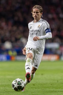 Madrid, İspanya - 12 Mart 2025: Atletico Madrid ile Real Madrid arasındaki Şampiyonlar Ligi maçı başkentte oynandı. Avrupa Şampiyonları. İspanyol Euroderby.