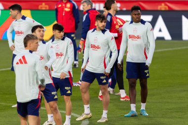 Valencia, İspanya - 23 Mart 2025: Milletler Ligi çeyrek final karşılaşması öncesinde milli takımın resmi eğitim oturumu.
