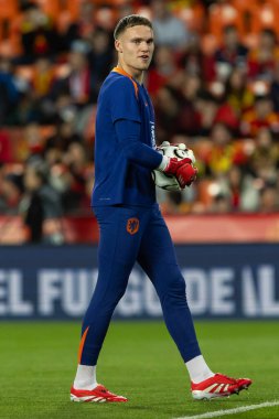 Valencia, İspanya - 23 Mart 2025: UEFA Uluslar Ligi çeyrek finalleri İspanya ile Hollanda arasında Valencia 'da oynandı. İspanyol milli takım oyuncuları. İspanya kazandı.