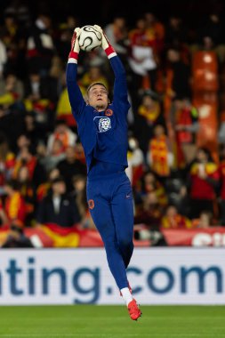Valencia, İspanya - 23 Mart 2025: UEFA Uluslar Ligi çeyrek finalleri İspanya ile Hollanda arasında Valencia 'da oynandı. İspanyol milli takım oyuncuları. İspanya kazandı.