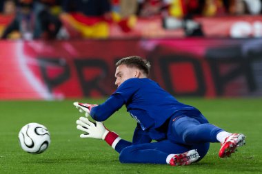 Valencia, İspanya - 23 Mart 2025: UEFA Uluslar Ligi çeyrek finalleri İspanya ile Hollanda arasında Valencia 'da oynandı. İspanyol milli takım oyuncuları. İspanya kazandı.