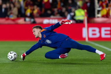 Valencia, İspanya - 23 Mart 2025: UEFA Uluslar Ligi çeyrek finalleri İspanya ile Hollanda arasında Valencia 'da oynandı. İspanyol milli takım oyuncuları. İspanya kazandı.