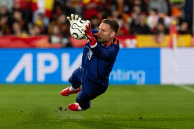 Valencia, İspanya - 23 Mart 2025: UEFA Uluslar Ligi çeyrek finalleri İspanya ile Hollanda arasında Valencia 'da oynandı. İspanyol milli takım oyuncuları. İspanya kazandı.