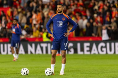 Valencia, İspanya - 23 Mart 2025: UEFA Uluslar Ligi çeyrek finalleri İspanya ile Hollanda arasında Valencia 'da oynandı. İspanyol milli takım oyuncuları. İspanya kazandı.