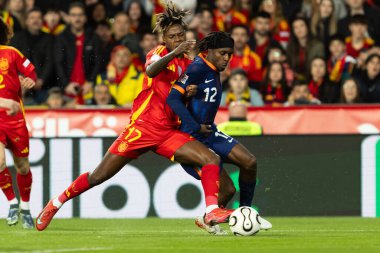 Valencia, İspanya - 23 Mart 2025: UEFA Uluslar Ligi çeyrek finalleri İspanya ile Hollanda arasında Valencia 'da oynandı. İspanyol milli takım oyuncuları. İspanya kazandı.