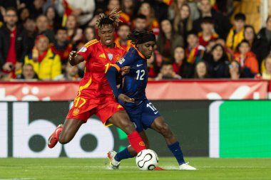 Valencia, İspanya - 23 Mart 2025: UEFA Uluslar Ligi çeyrek finalleri İspanya ile Hollanda arasında Valencia 'da oynandı. İspanyol milli takım oyuncuları. İspanya kazandı.