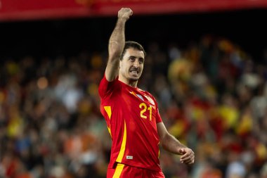 Valencia, İspanya - 23 Mart 2025: UEFA Uluslar Ligi çeyrek finalleri İspanya ile Hollanda arasında Valencia 'da oynandı. İspanyol milli takım oyuncuları. İspanya kazandı.