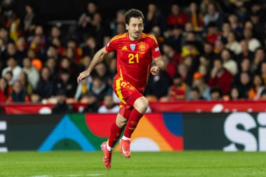 Valencia, İspanya - 23 Mart 2025: UEFA Uluslar Ligi çeyrek finalleri İspanya ile Hollanda arasında Valencia 'da oynandı. İspanyol milli takım oyuncuları. İspanya kazandı.