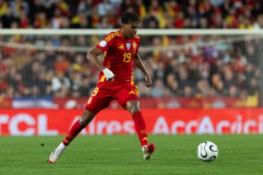 Valencia, İspanya - 23 Mart 2025: UEFA Uluslar Ligi çeyrek finalleri İspanya ile Hollanda arasında Valencia 'da oynandı. İspanyol milli takım oyuncuları. İspanya kazandı.