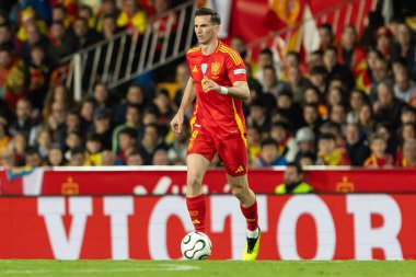 Valencia, İspanya - 23 Mart 2025: UEFA Uluslar Ligi çeyrek finalleri İspanya ile Hollanda arasında Valencia 'da oynandı. İspanyol milli takım oyuncuları. İspanya kazandı.