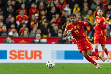 Valencia, İspanya - 23 Mart 2025: UEFA Uluslar Ligi çeyrek finalleri İspanya ile Hollanda arasında Valencia 'da oynandı. İspanyol milli takım oyuncuları. İspanya kazandı.