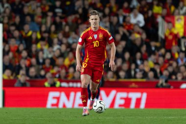Valencia, İspanya - 23 Mart 2025: UEFA Uluslar Ligi çeyrek finalleri İspanya ile Hollanda arasında Valencia 'da oynandı. İspanyol milli takım oyuncuları. İspanya kazandı.