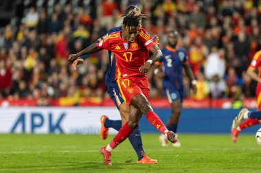 Valencia, İspanya - 23 Mart 2025: UEFA Uluslar Ligi çeyrek finalleri İspanya ile Hollanda arasında Valencia 'da oynandı. İspanyol milli takım oyuncuları. İspanya kazandı.