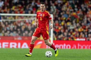 Valencia, İspanya - 23 Mart 2025: UEFA Uluslar Ligi çeyrek finalleri İspanya ile Hollanda arasında Valencia 'da oynandı. İspanyol milli takım oyuncuları. İspanya kazandı.