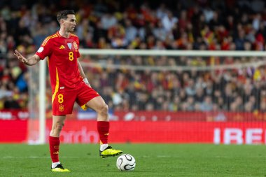 Valencia, İspanya - 23 Mart 2025: UEFA Uluslar Ligi çeyrek finalleri İspanya ile Hollanda arasında Valencia 'da oynandı. İspanyol milli takım oyuncuları. İspanya kazandı.