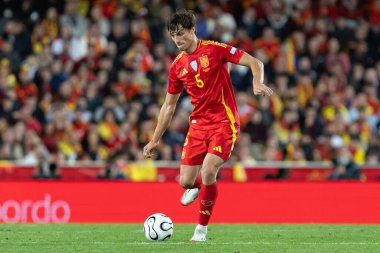 Valencia, İspanya - 23 Mart 2025: UEFA Uluslar Ligi çeyrek finalleri İspanya ile Hollanda arasında Valencia 'da oynandı. İspanyol milli takım oyuncuları. İspanya kazandı.