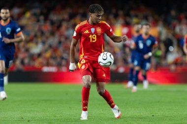 Valencia, İspanya - 23 Mart 2025: UEFA Uluslar Ligi çeyrek finalleri İspanya ile Hollanda arasında Valencia 'da oynandı. İspanyol milli takım oyuncuları. İspanya kazandı.