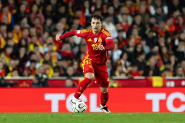 Valencia, İspanya - 23 Mart 2025: UEFA Uluslar Ligi çeyrek finalleri İspanya ile Hollanda arasında Valencia 'da oynandı. İspanyol milli takım oyuncuları. İspanya kazandı.