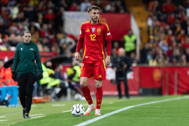 Valencia, İspanya - 23 Mart 2025: UEFA Uluslar Ligi çeyrek finalleri İspanya ile Hollanda arasında Valencia 'da oynandı. İspanyol milli takım oyuncuları. İspanya kazandı.